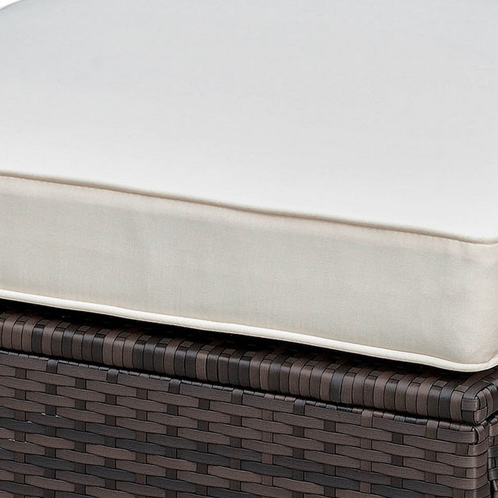 Aluminium Frame Faux Polyester Upholstered Square Ottoman, Brown and White - FOA-CM-OS2136-E