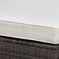 Aluminium Frame Faux Polyester Upholstered Square Ottoman, Brown and White - FOA-CM-OS2136-E