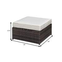 Aluminium Frame Faux Polyester Upholstered Square Ottoman, Brown and White - FOA-CM-OS2136-E