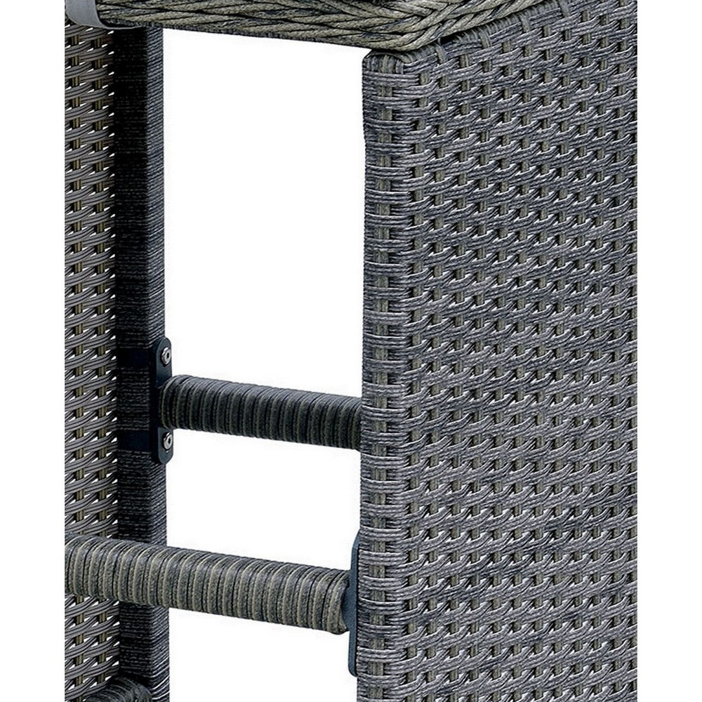 6 Piece Patio Bar Stool In Aluminum Wicker Frame And Padded Fabric Seat, Gray