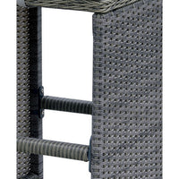 6 Piece Patio Bar Stool In Aluminum Wicker Frame And Padded Fabric Seat, Gray