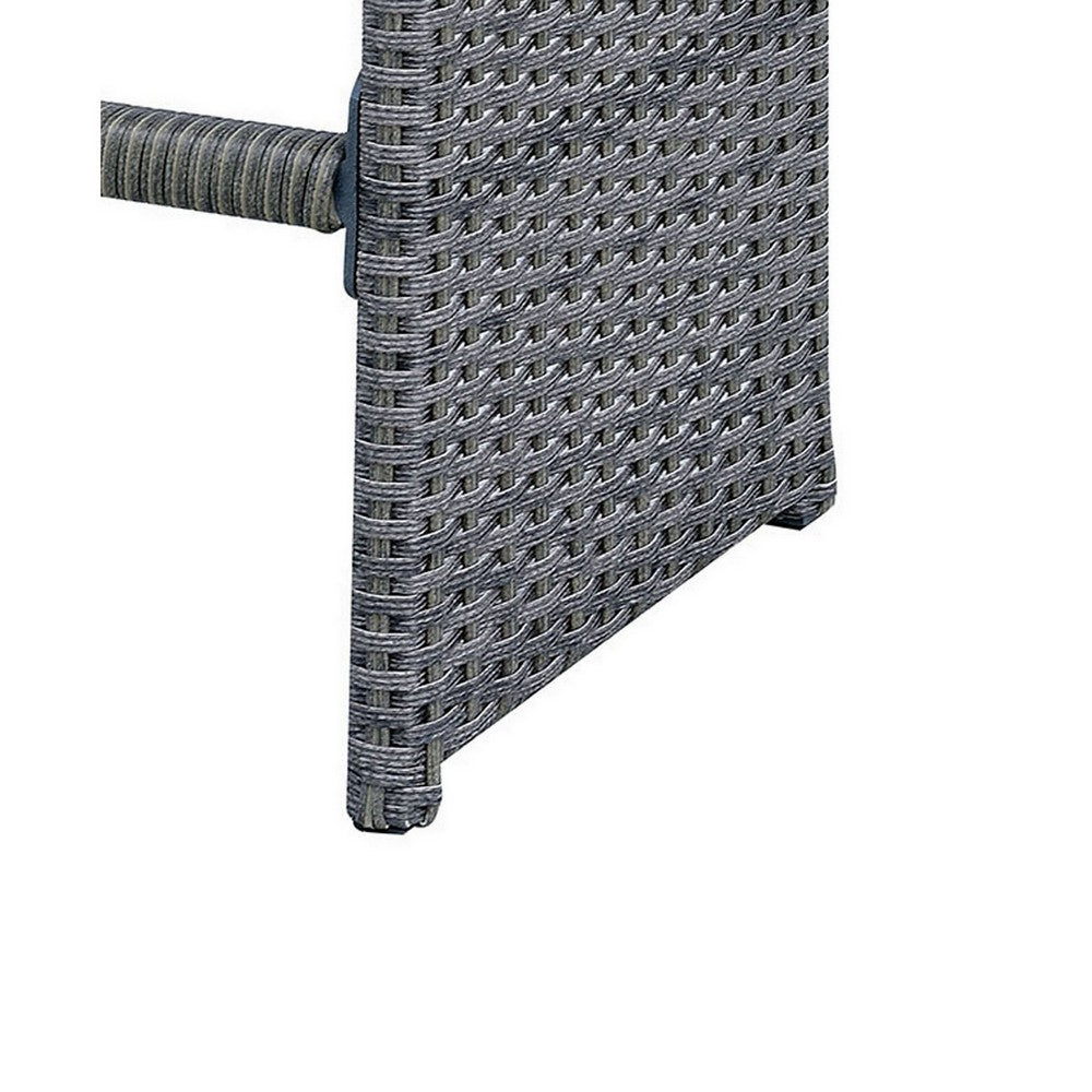 6 Piece Patio Bar Stool In Aluminum Wicker Frame And Padded Fabric Seat, Gray