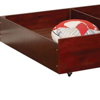 Transitional Style Wooden Trundle With Large Storage Drawer, Warm Cherry Brown - FOA-CM-TR453-CH