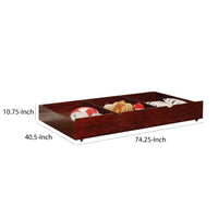 Transitional Style Wooden Trundle With Large Storage Drawer, Warm Cherry Brown - FOA-CM-TR453-CH