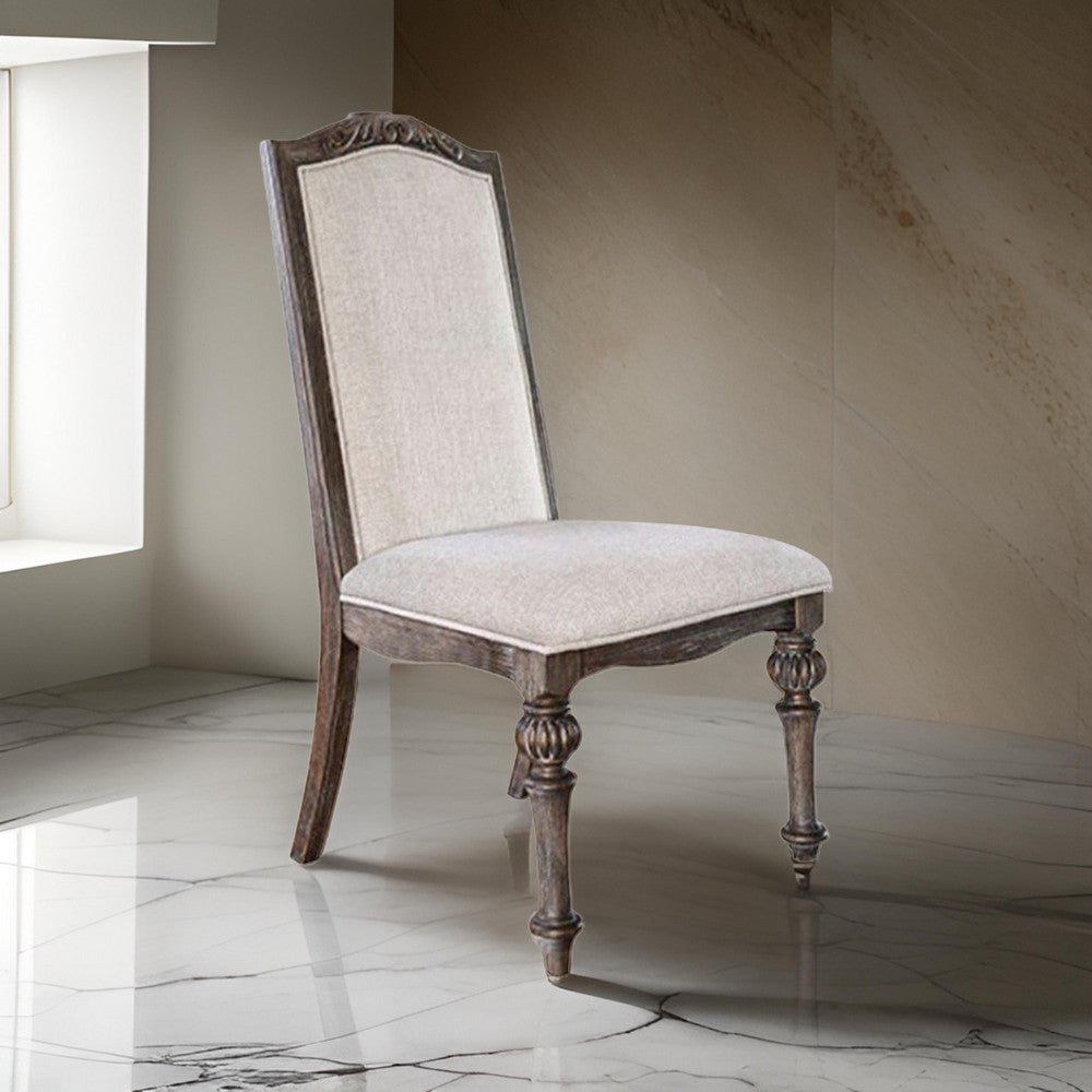 BM166216 Fabric seat and Back upholstered Side chair, Rustic Brown, Pack of 2