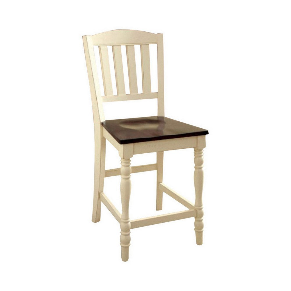 Harrisburg II Cottage Counter Height Chair, White & Dark Oak Finish, Set of 2 - FOA-CM3216PC-2PK