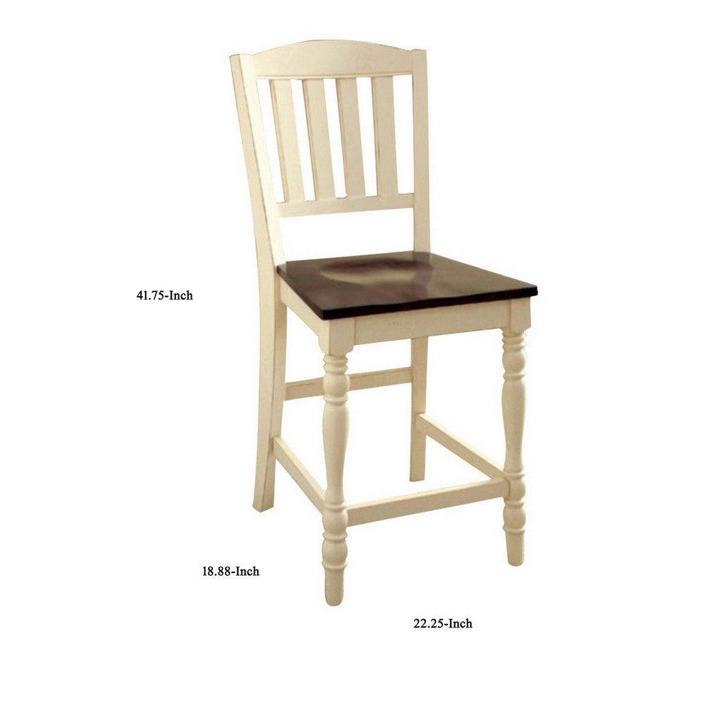 Harrisburg II Cottage Counter Height Chair, White & Dark Oak Finish, Set of 2 - FOA-CM3216PC-2PK