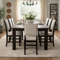 BM131233 Sania II Rustic Bar Chair In Ivory Linen, Black Set Of 2