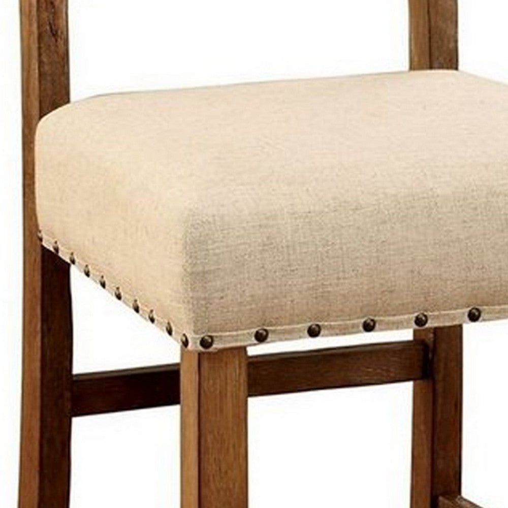 Sania Rustic Counter Height Chair In Ivory Linen, Set of 2 - FOA-CM3324PC-2PK