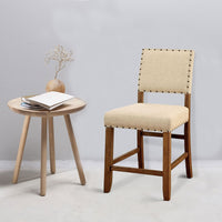 Sania Rustic Counter Height Chair In Ivory Linen, Set of 2 - FOA-CM3324PC-2PK