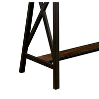 Wooden Counter Height Table With Angled Metal Legs, Black And Brown - BM183600