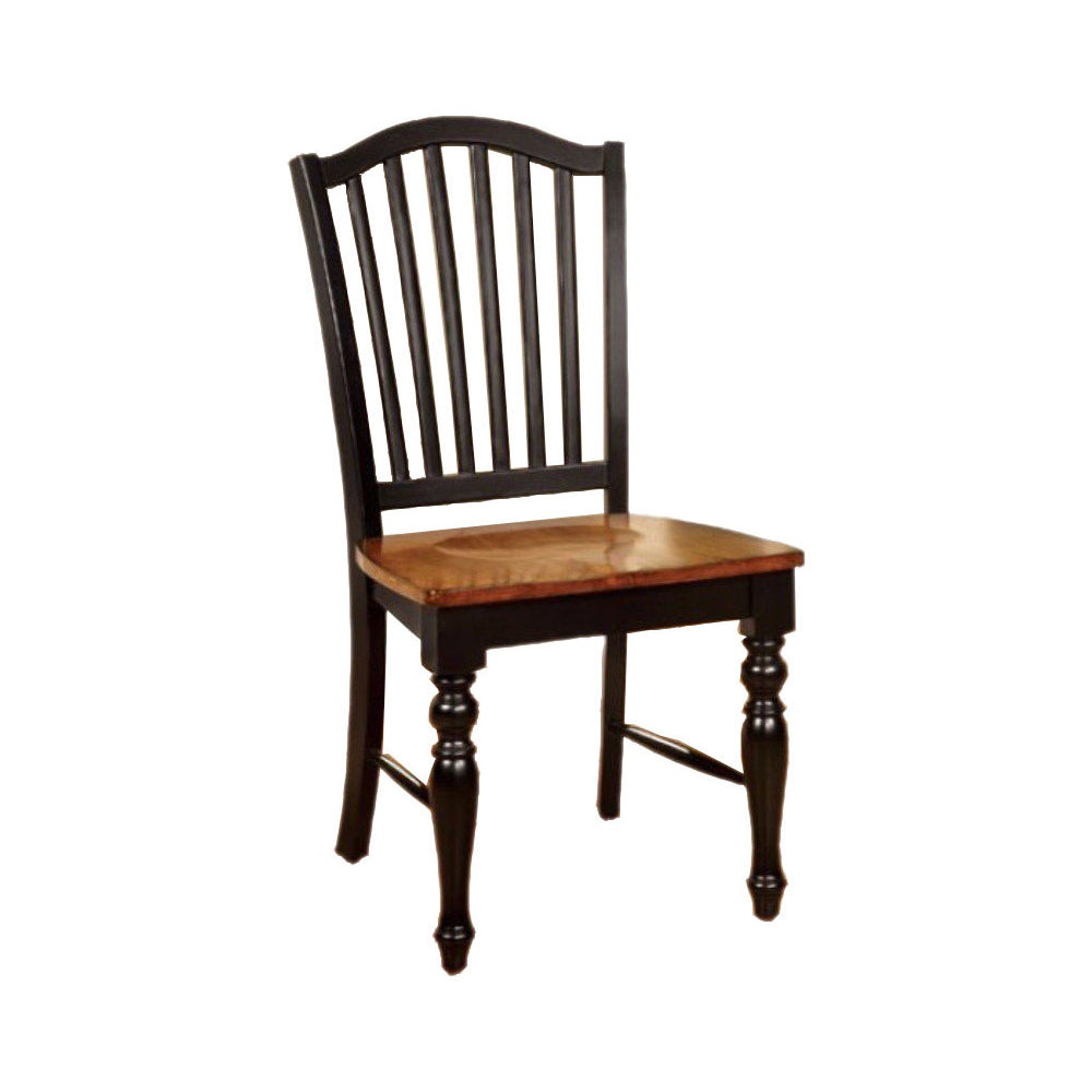 Mayville Cottage Side Chair With wooden Seat, Black & Antique Oak Finsh, Set of 2 - BM131268