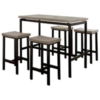 5 Piece Wooden Counter Height Table Set In Natural Brown And Black - BM181289
