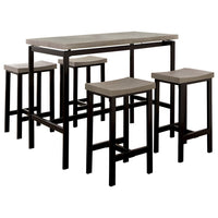 5 Piece Wooden Counter Height Table Set In Natural Brown And Black - BM181289
