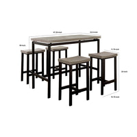 5 Piece Wooden Counter Height Table Set In Natural Brown And Black - BM181289