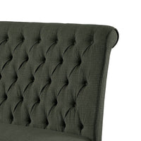 Button Tufted Fabric Upholstered Wooden Love Seat Bench, Beige and Black - FOA-CM3564GY-BN