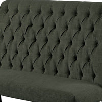 Button Tufted Fabric Upholstered Wooden Love Seat Bench, Beige and Black - FOA-CM3564GY-BN