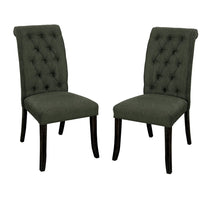 Button Tufted Wooden Fabric Upholstered Side Chair, Gray, Pack Of Two - FOA-CM3564GY-SC-2PK