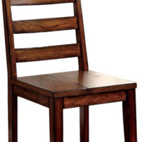 Transitional Wooden Side Chair with Ladder Style Back, Set of 2, Oak Brown - BM131304