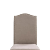 Fabric Upholstered Wooden Side Chair, White And Gray, Pack Of Two