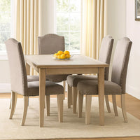 Fabric Upholstered Wooden Side Chair, White And Gray, Pack Of Two