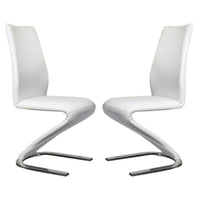 MIDVALE Contemporary Z Shaped Side Chair, White, Set Of 2 - BM131310
