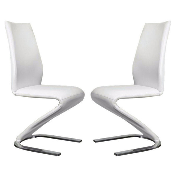 MIDVALE Contemporary Z Shaped Side Chair, White, Set Of 2 - BM131310