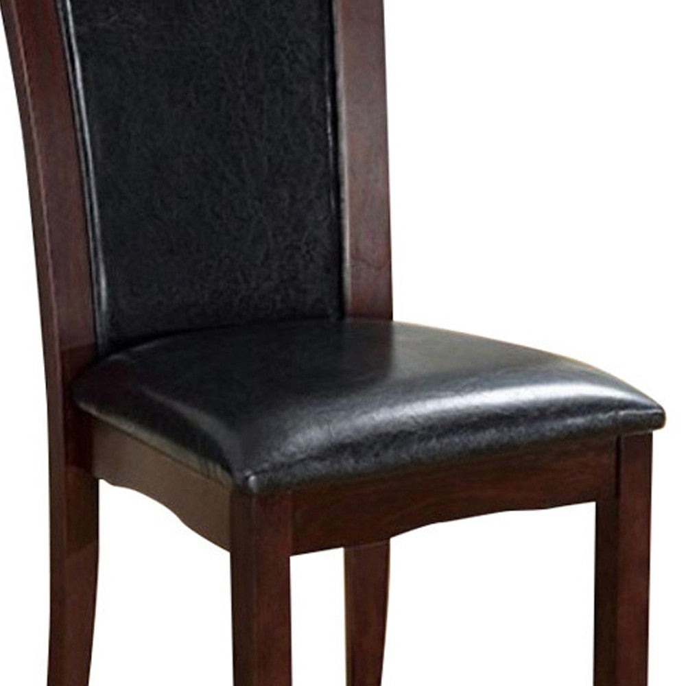 Parson Style Leatherette Wooden Side Chair, Set of 2, Cherry Brown - FOA-CM3710SC-2PK