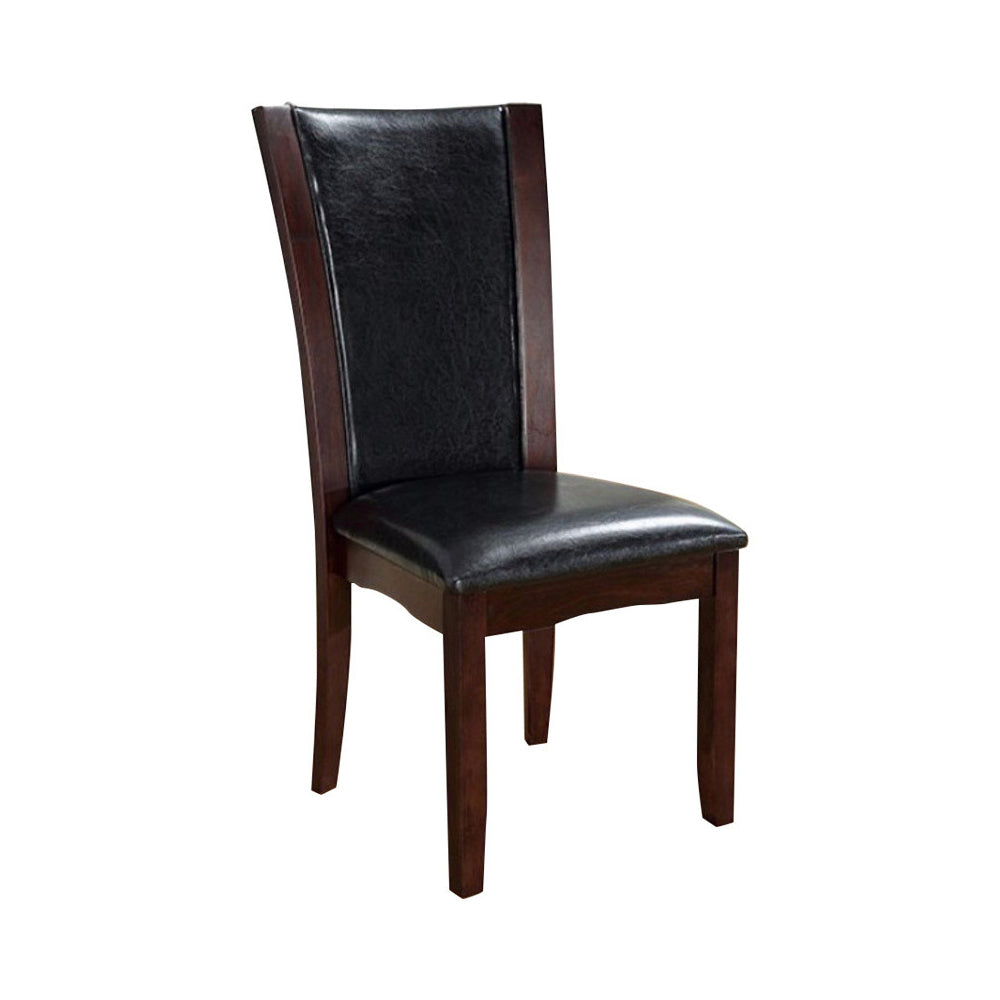 Parson Style Leatherette Wooden Side Chair, Set of 2, Cherry Brown - BM131322
