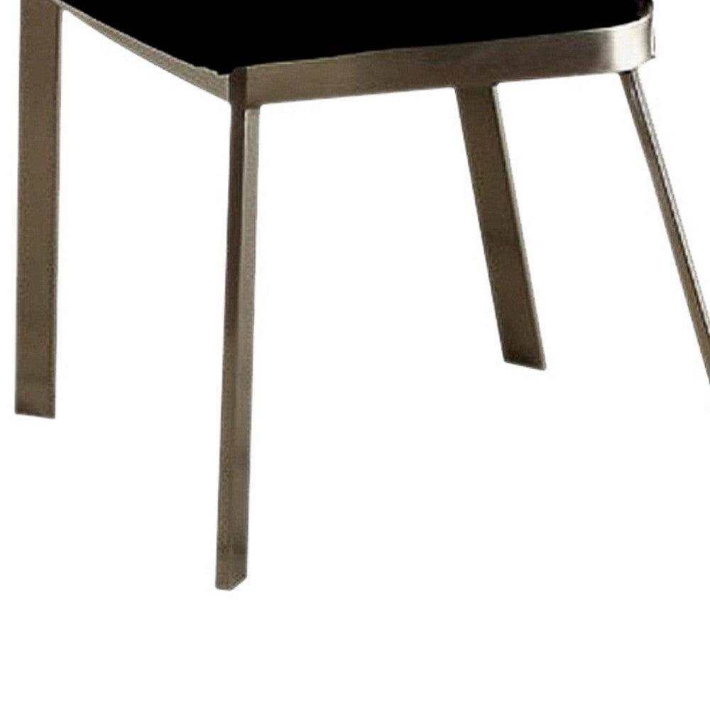 Metal Side Chair with Oval Cut Backrest, Set of 2, Silver and Black - FOA-CM3727SC-2PK