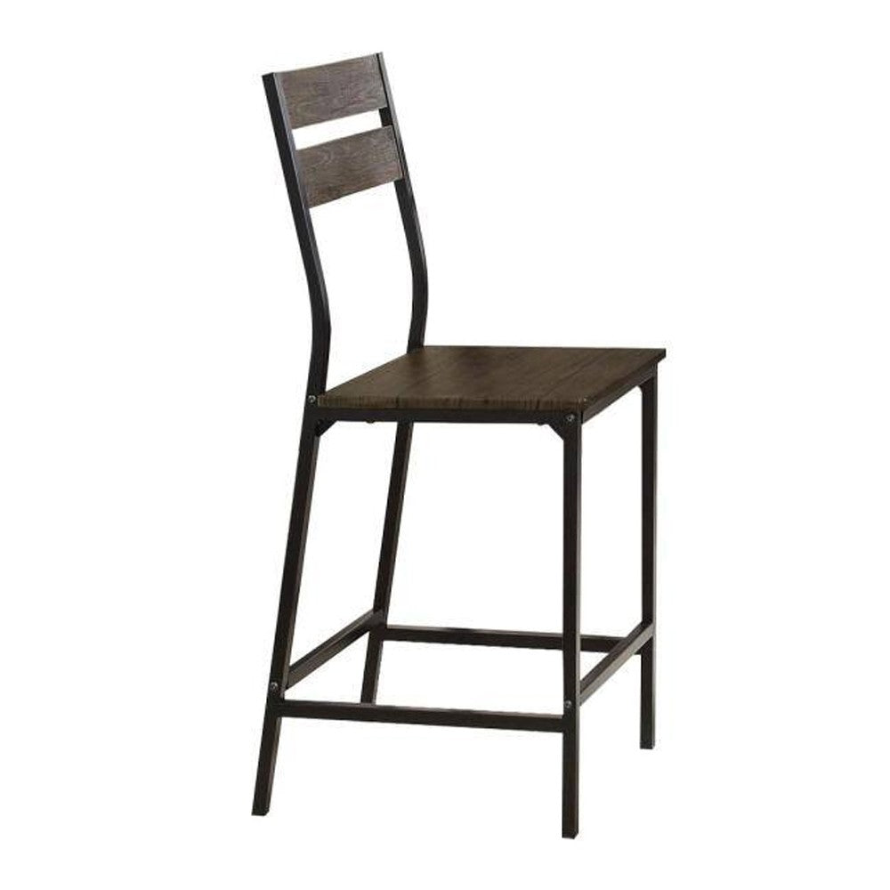 5 Piece Metal And Wood Counter Height Table Set In Antique Brown - FOA-CM3920PT-5PK