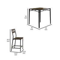 5 Piece Metal And Wood Counter Height Table Set In Antique Brown - FOA-CM3920PT-5PK