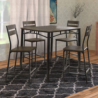 5 Piece Metal And Wood Counter Height Table Set In Antique Brown - BM181301