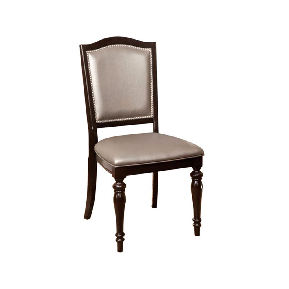 Harrington Transitional Side Chair With PVC, Brown Finish, Set of 2 - FOA-CM3970GL-SC-2PK