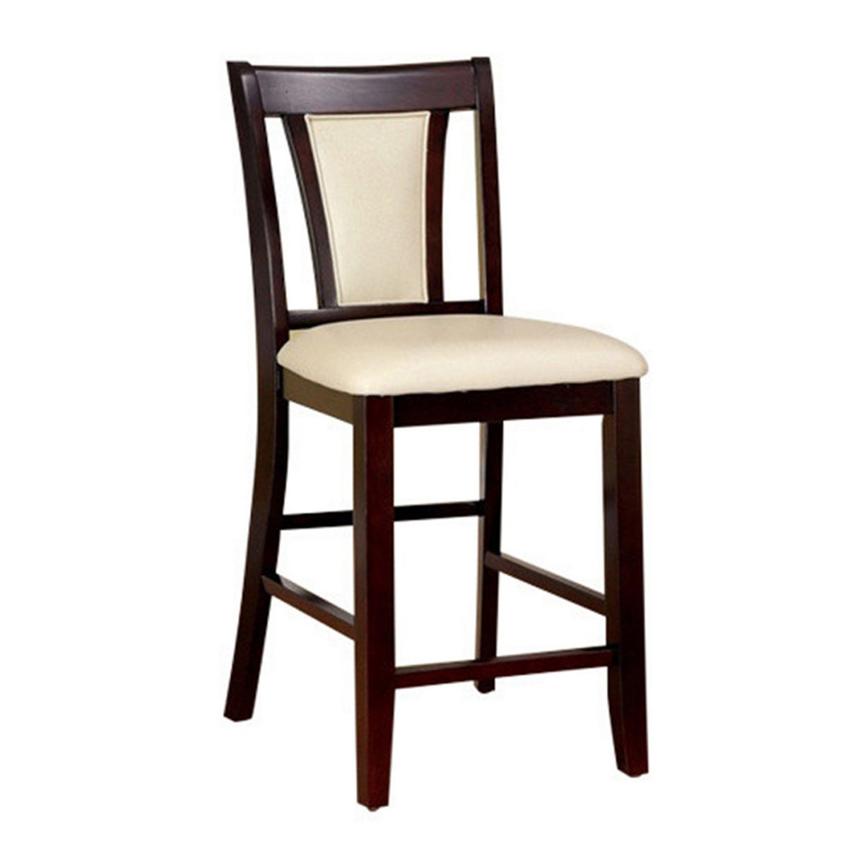 Wooden Side Chair With Padded Ivory Seat & Back, Pack Of 2, Cherry Brown - BM166180