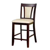 Wooden Side Chair With Padded Ivory Seat & Back, Pack Of 2, Cherry Brown - BM166180