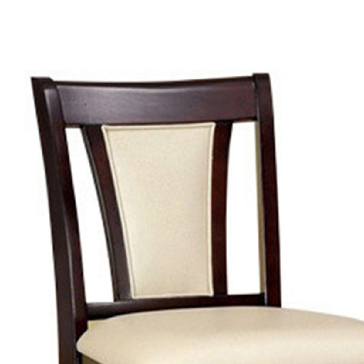 Wooden Side Chair With Padded Ivory Seat & Back, Pack Of 2, Cherry Brown - BM166180