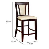 Wooden Side Chair With Padded Ivory Seat & Back, Pack Of 2, Cherry Brown - BM166180