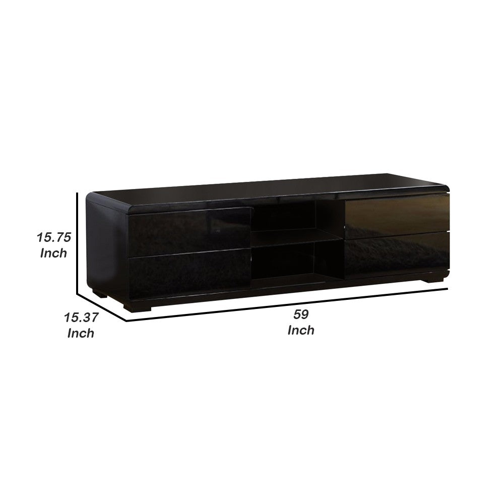 Urbane Contemporary 59' TV Console, Black - FOA-CM5530BK-TV