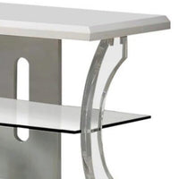 60" Wooden TV Stand With Spacious Glass Shelf, White And Clear - FOA-CM5901WH-TV-60