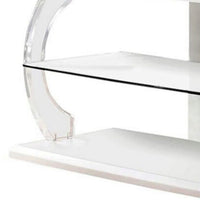 60" Wooden TV Stand With Spacious Glass Shelf, White And Clear - FOA-CM5901WH-TV-60