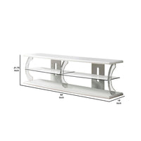 60" Wooden TV Stand With Spacious Glass Shelf, White And Clear - FOA-CM5901WH-TV-60