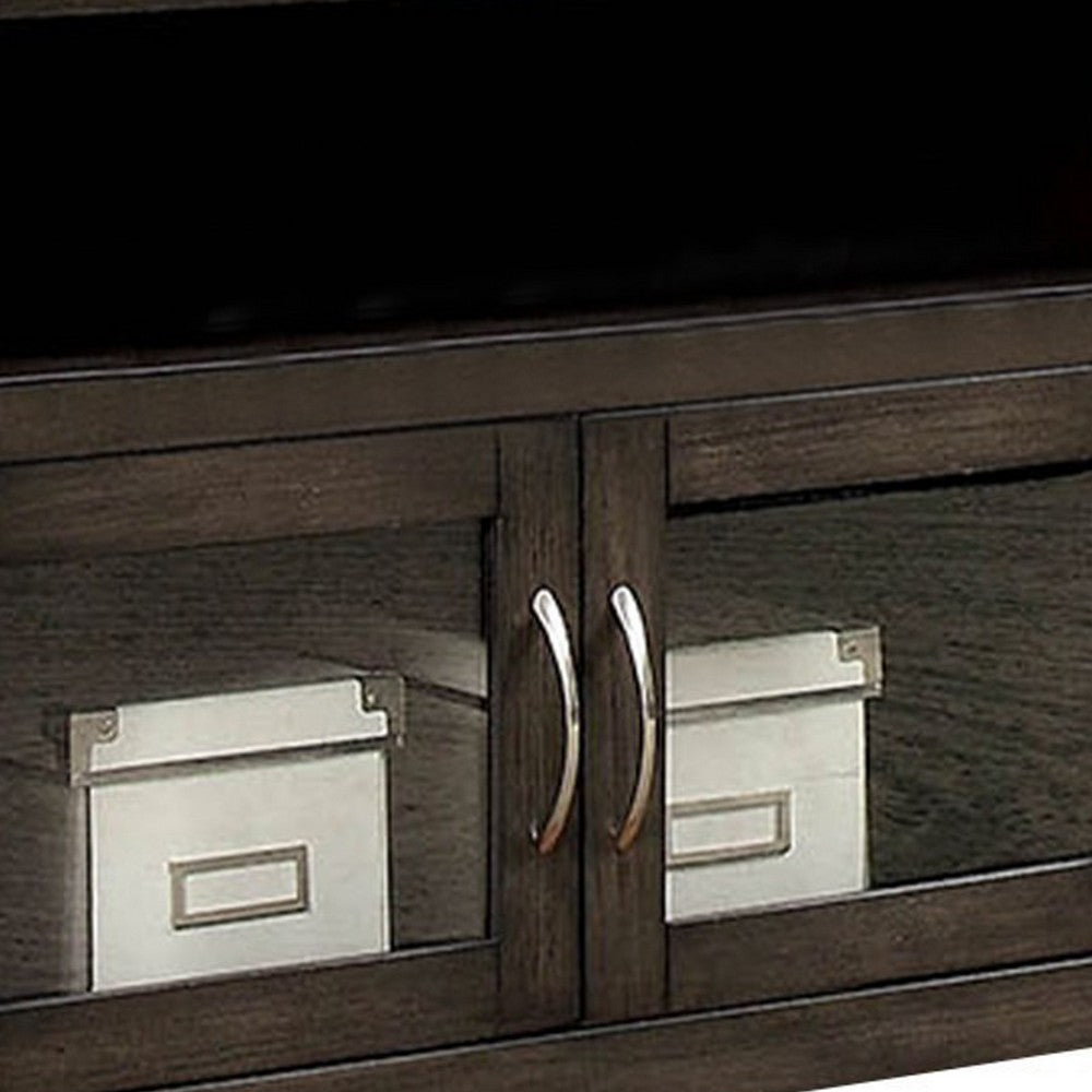 60" Wooden TV Stand With 2 Cabinets and 2 Open Shelves In Brown - FOA-CM5903-TV-60