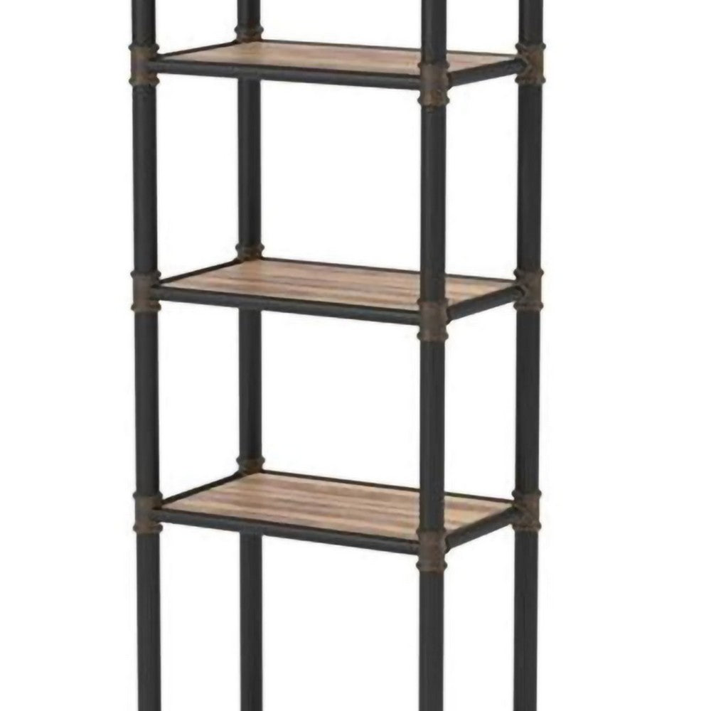 Industrial Style Pier Cabinet with Metal Pipe Design Frame, Antique Black - FOA-CM5913-PC
