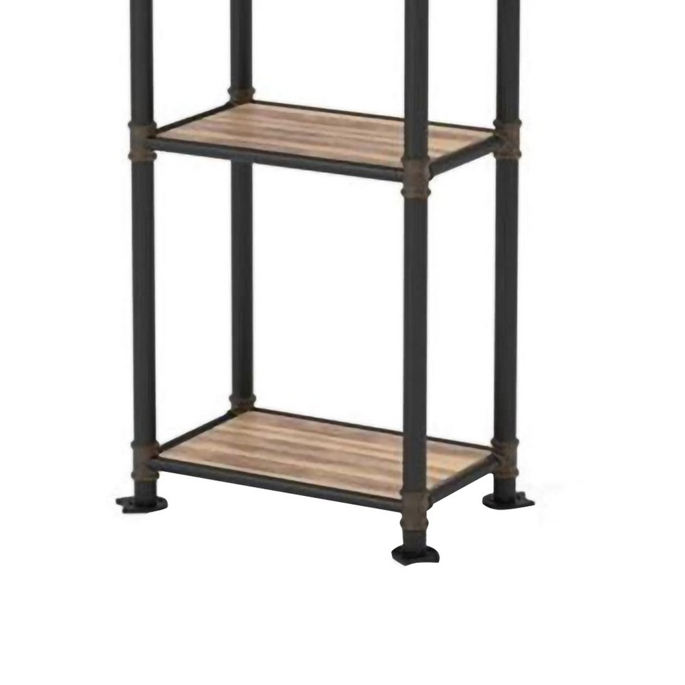Industrial Style Pier Cabinet with Metal Pipe Design Frame, Antique Black - FOA-CM5913-PC