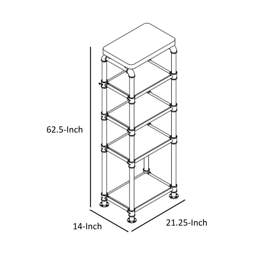 Industrial Style Pier Cabinet with Metal Pipe Design Frame, Antique Black - FOA-CM5913-PC