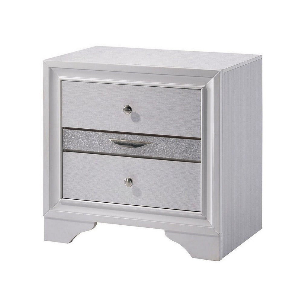 Contemporary Solid Wood Night Stand With Jewelry Drawers, White - FOA-CM7552N