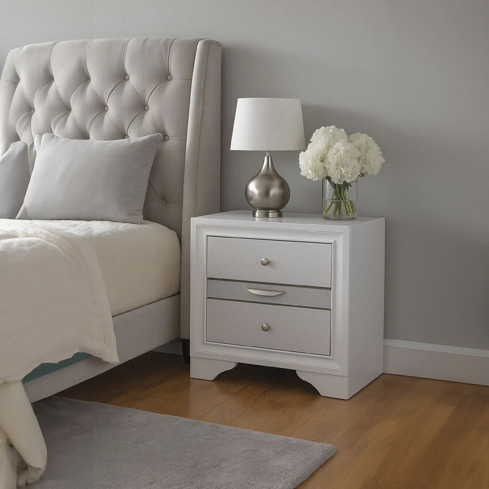 Contemporary Solid Wood Night Stand With Jewelry Drawers, White - FOA-CM7552N
