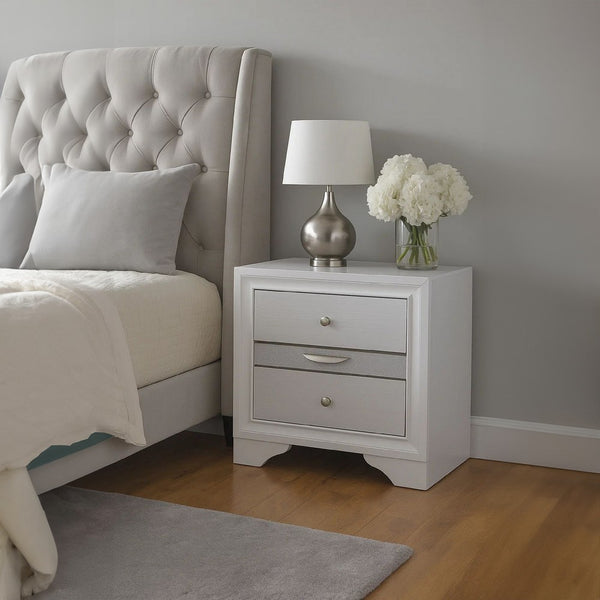 Contemporary Solid Wood Night Stand With Jewelry Drawers, White - FOA-CM7552N