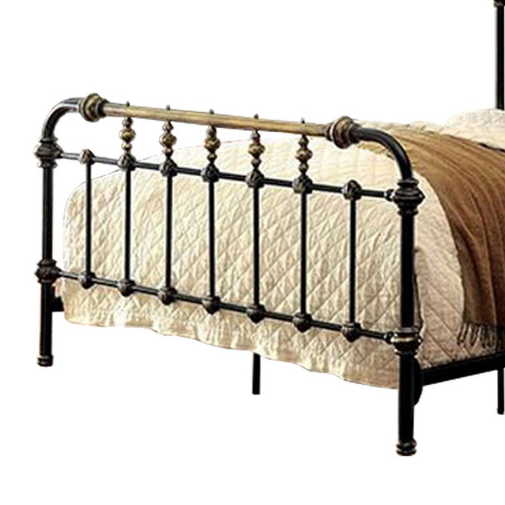 Classic Metal Twin Bed with gold accents, Black  - BM131757